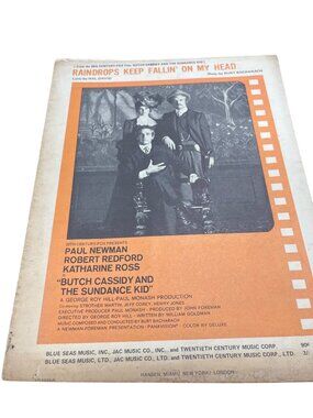 VTG 1969 Raindrops Keep Falling on My Head sheet music Sundance Kid SKU 10-470